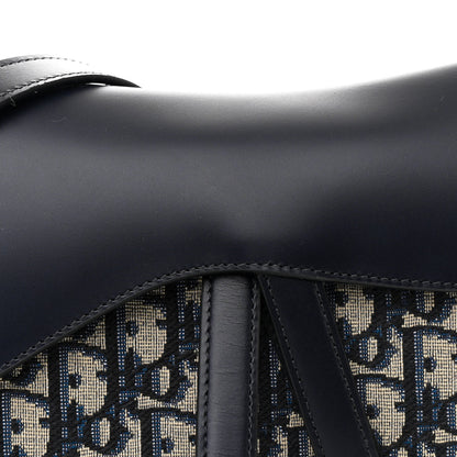 Christian Dior Calfskin Oblique Saddle Bag With Strap Blue 8 of 12