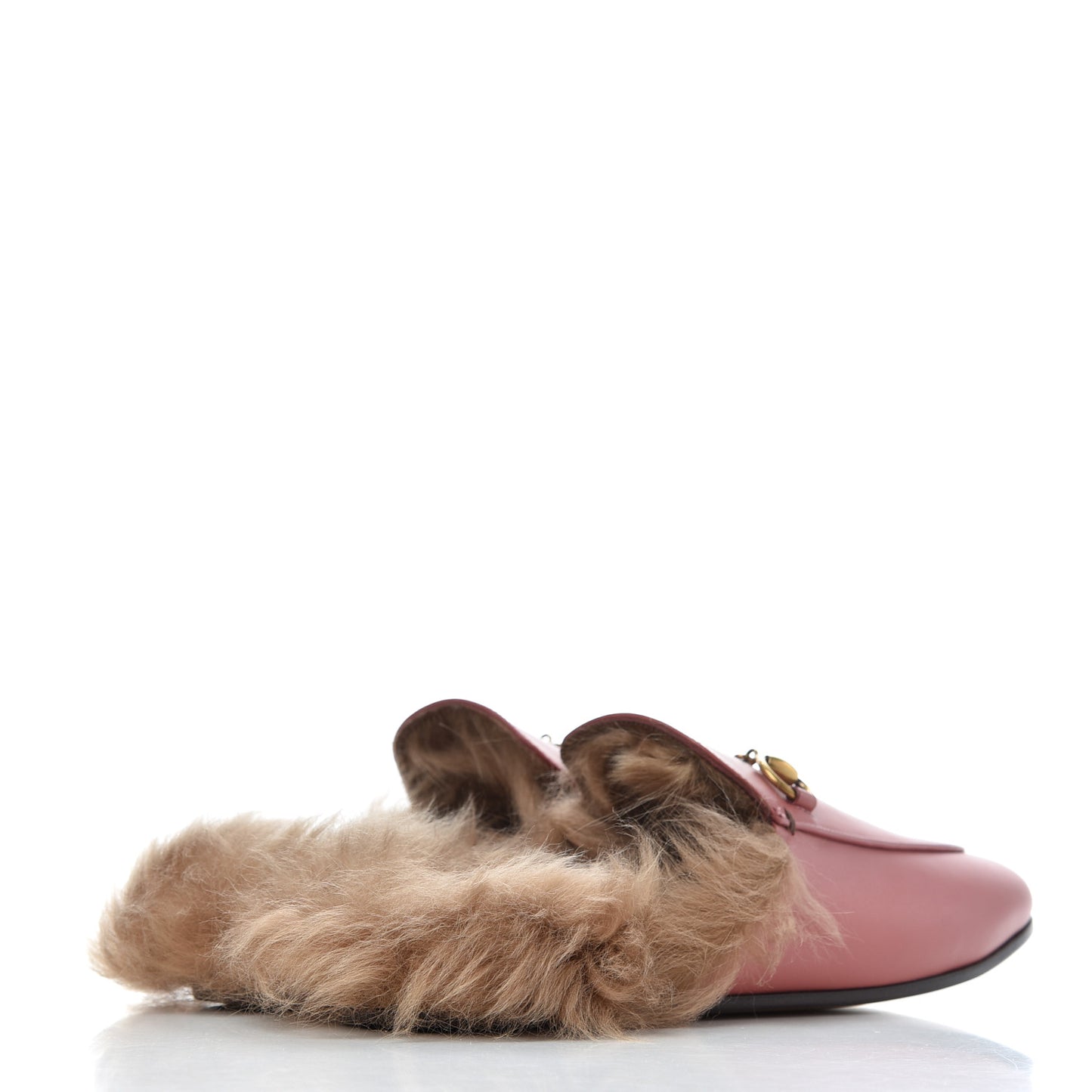Calfskin Fur Womens Princetown Slippers 36.5 Lipstick Rose Natural