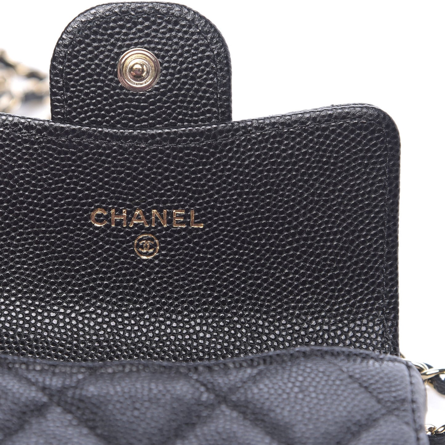 Caviar Quilted Mini Chain Belt Bag Black