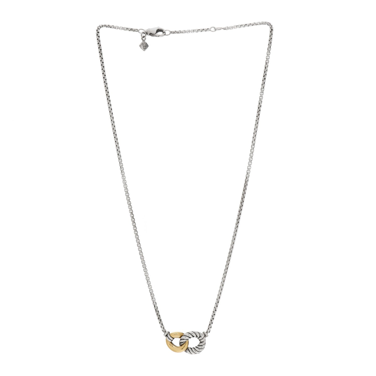 David Yurman Sterling Silver 18K Yellow Gold Belmont Pendant Necklace 2 of 3