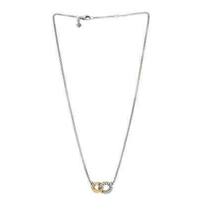 David Yurman Sterling Silver 18K Yellow Gold Belmont Pendant Necklace 2 of 3
