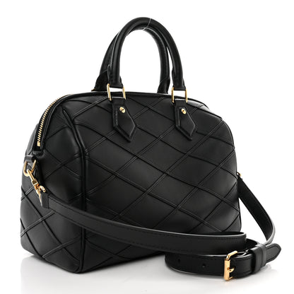 Louis Vuitton Lambskin Malletage Speedy Bandouliere 25 Black 3 of 10