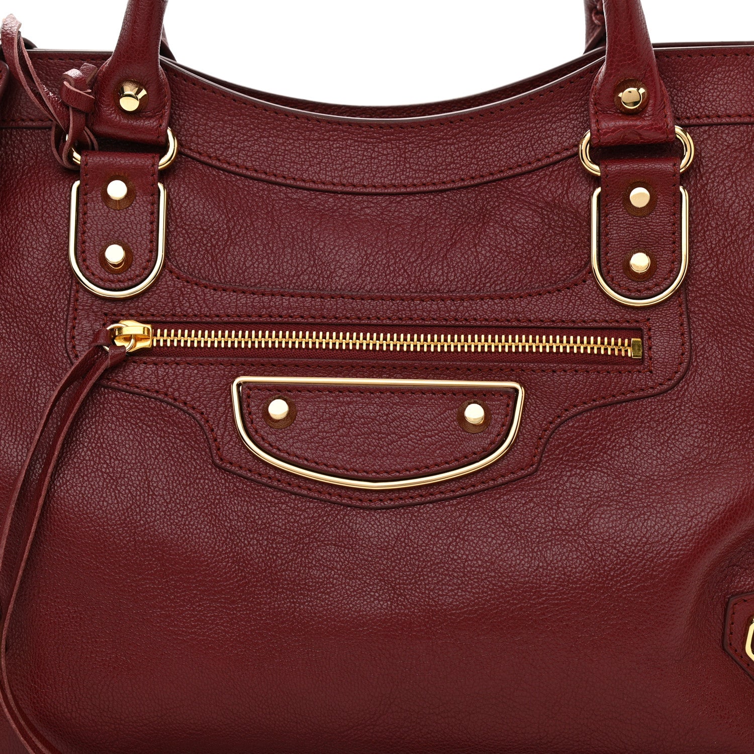 Balenciaga Shiny Goatskin Gold Metallic Edge Hardware City Rouge Brique Rouge Grenade 9 of 11
