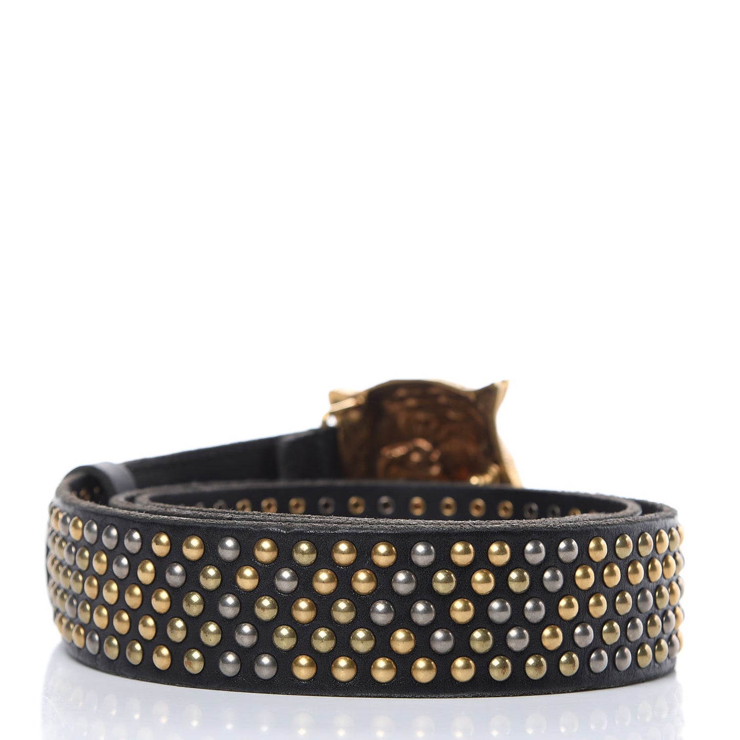 Calfskin Studded Feline Belt 100 40 Black
