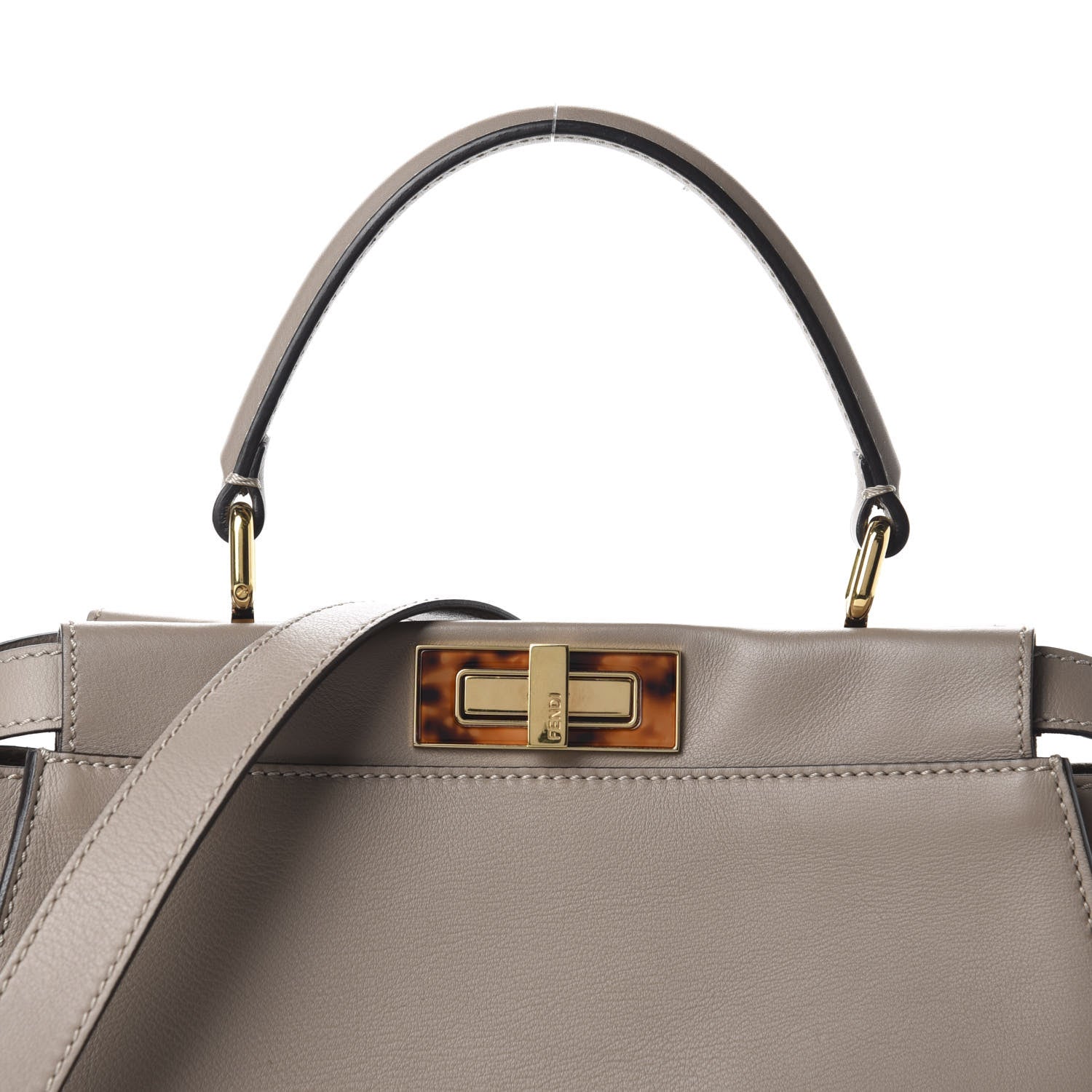 Fendi Vitello Seta Plexiglass Tortoise Medium Peekaboo Iconic Satchel Tortora 13 of 13
