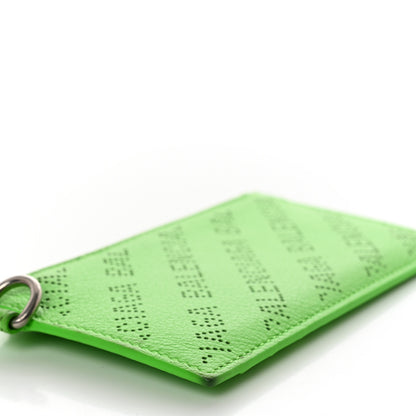 Balenciaga Calfskin Logo Perforated Cash Coin Card Holder On Keychain Acid Green 12 of 12