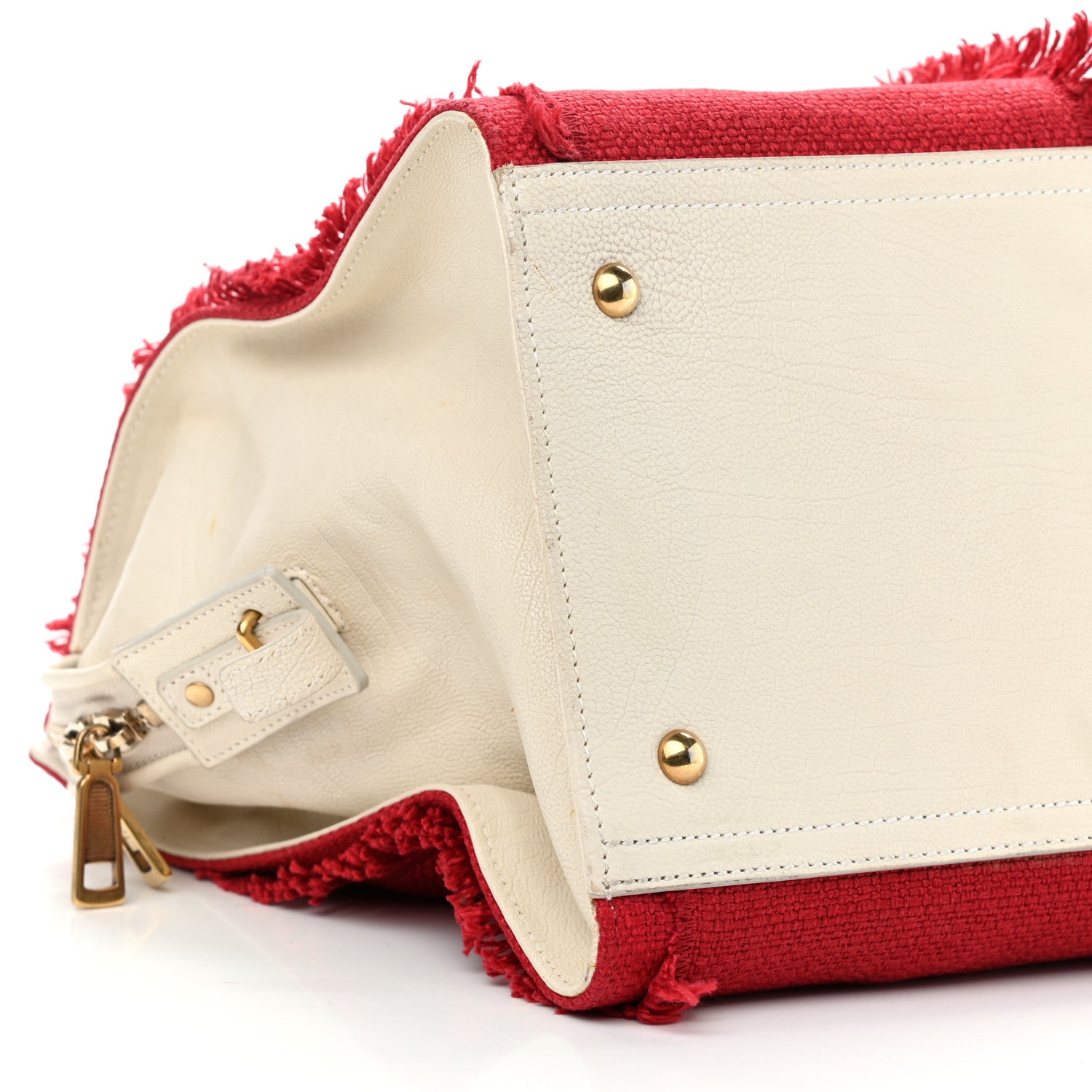 Saint Laurent Linen Sheepskin Large Cabas ChYc Tote Red 9 of 16