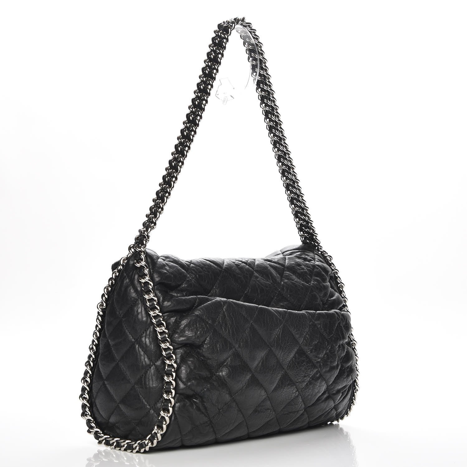 Chanel Washed Lambskin Chain Around Hobo Black 3 of 8