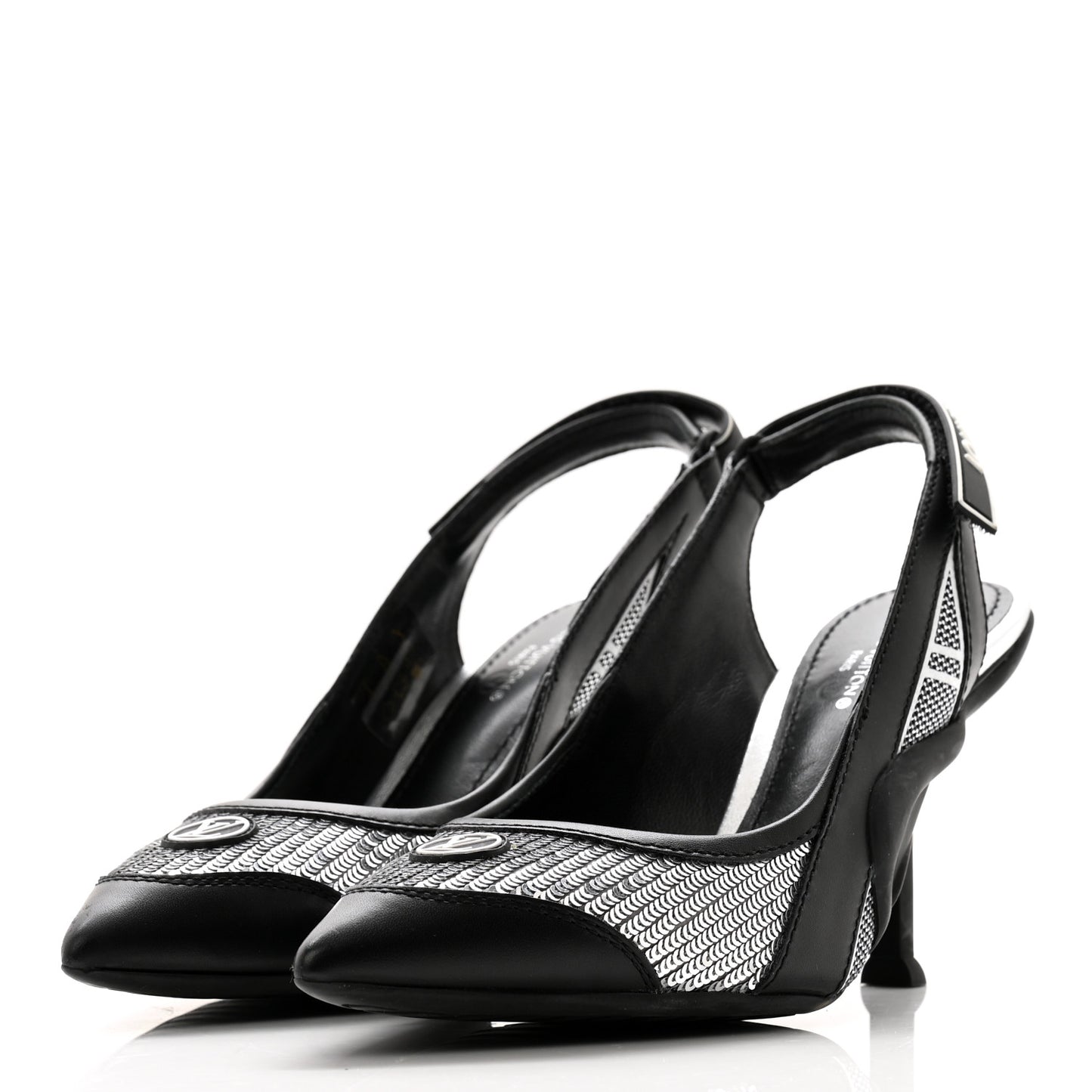 Calfskin Sequin Archlight Slingback Pumps 36 Black