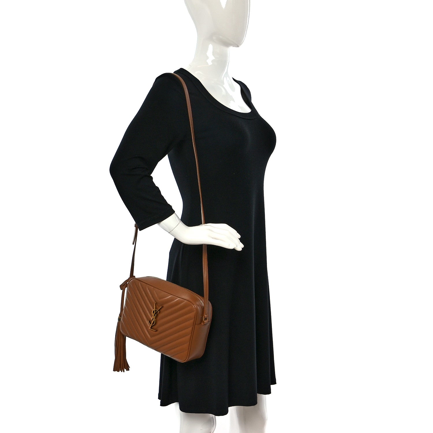 Saint Laurent Calfskin Matelasse Monogram Lou Camera Bag Cinnamon 2 of 11