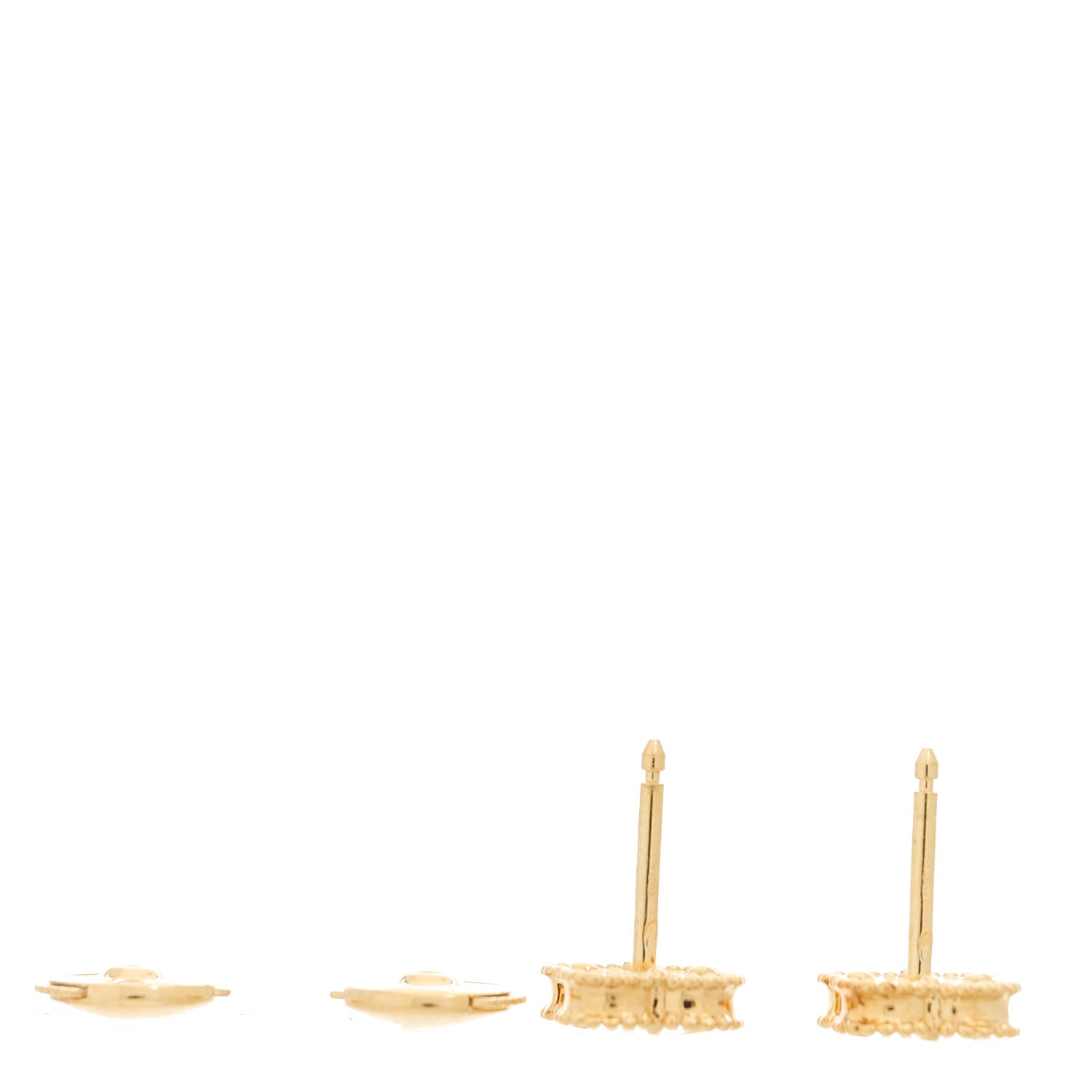 Van Cleef & Arpels 18K Yellow Gold Mother of Pearl Sweet Alhambra Earrings 3 of 4