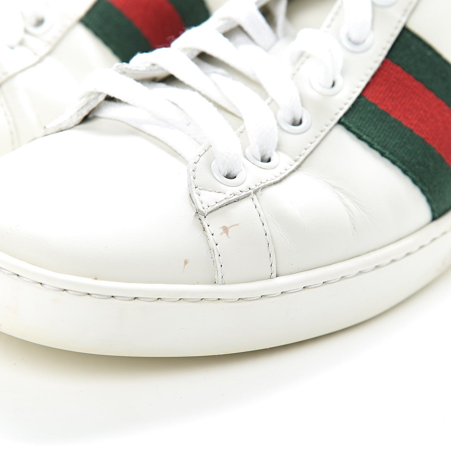 Calfskin Crocodile Web Womens Ace Sneakers 39 White Green