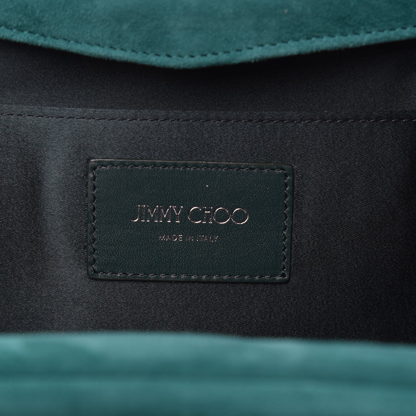 Suede Crystal Embellished Venus Clutch Emerald