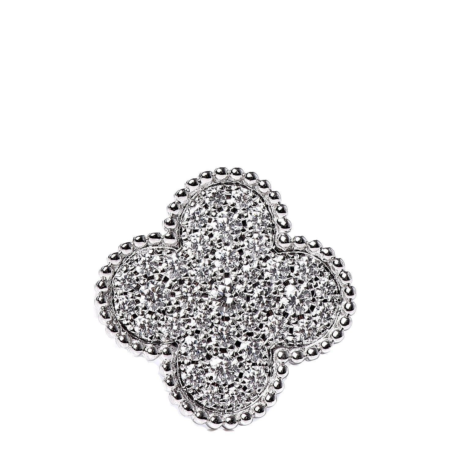 Van Cleef & Arpels 18K White Gold Diamond Magic Alhambra Ring 51 5.75 1 of 4