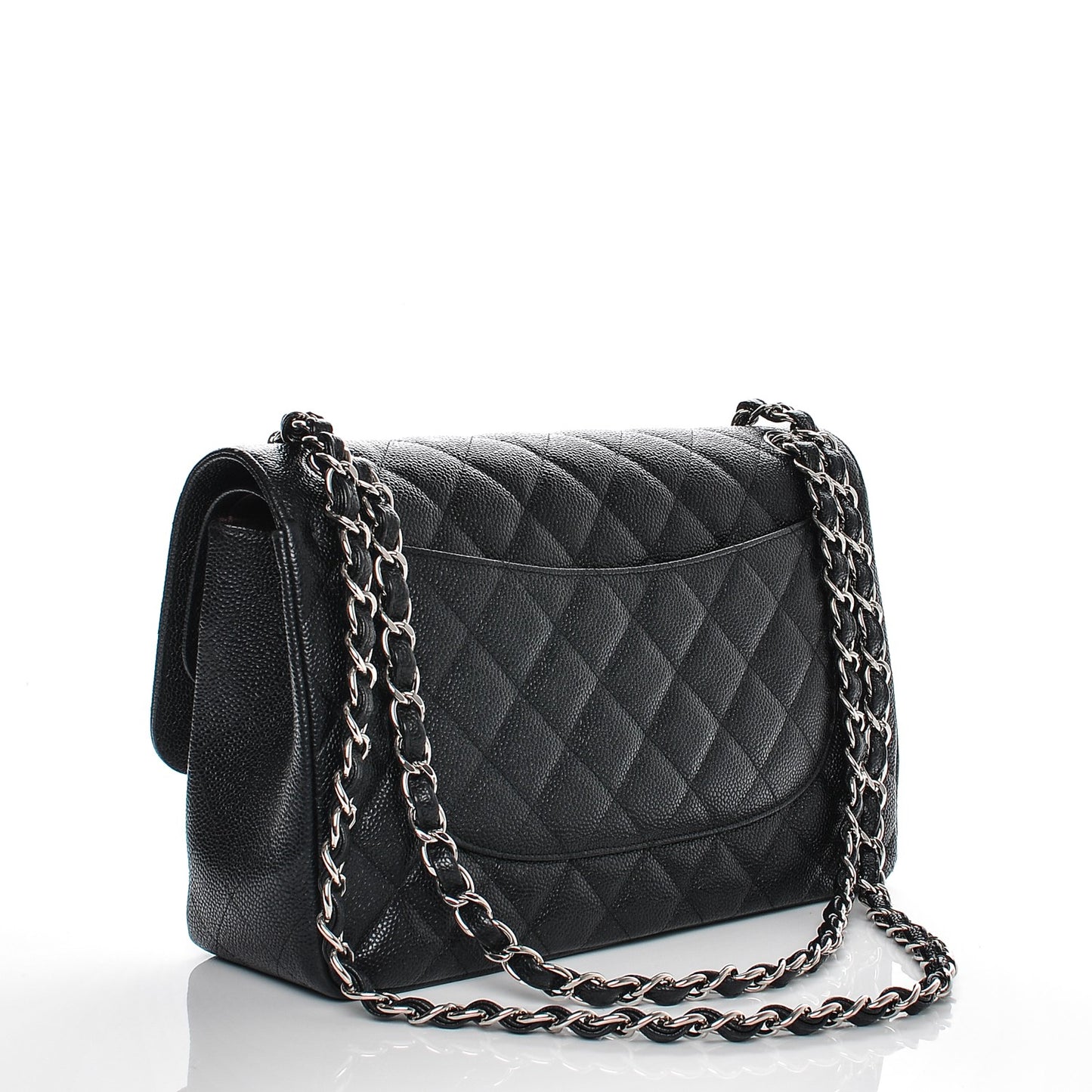 Caviar Quilted Jumbo Double Flap Black