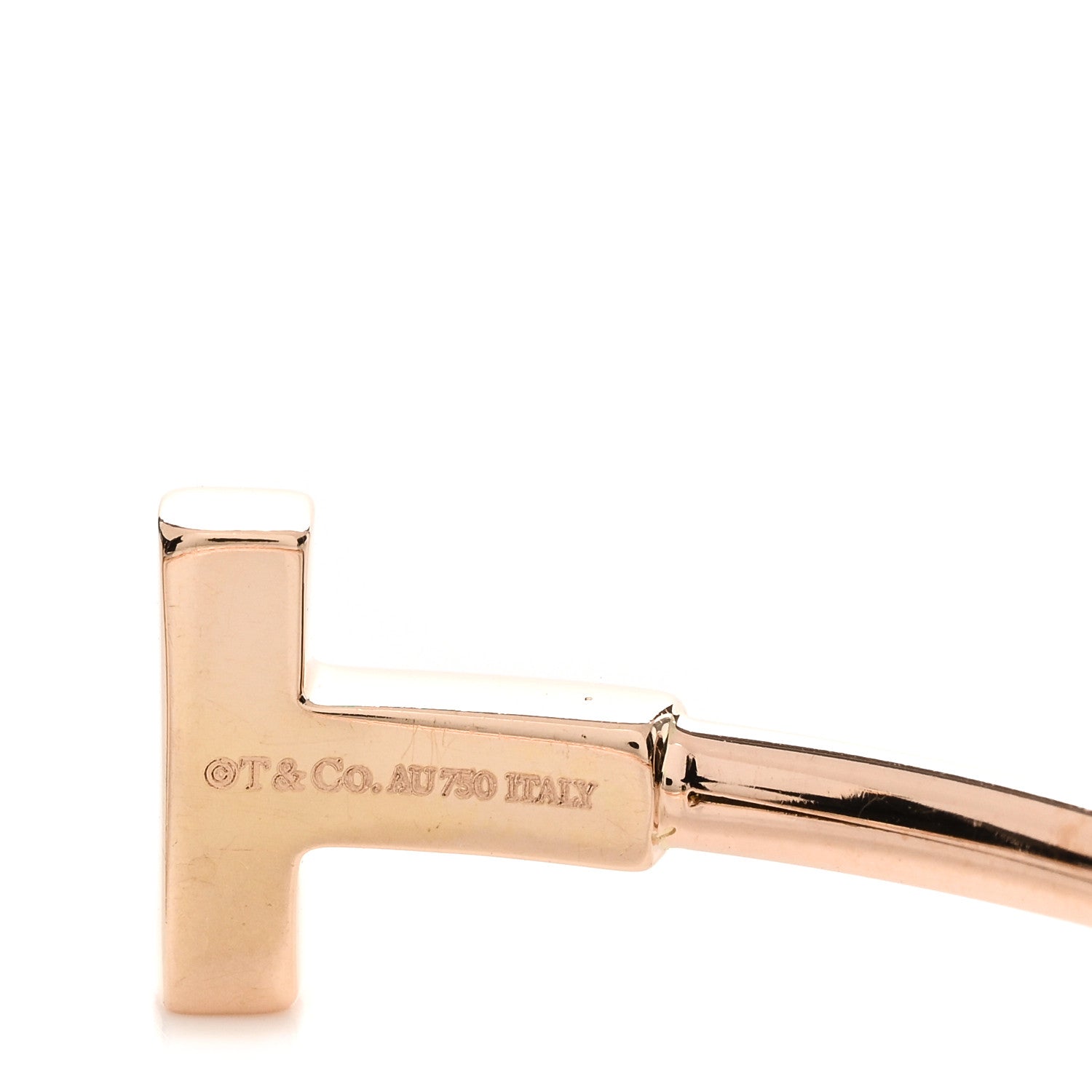 Tiffany 18K Rose Gold Diamond T Wire Bracelet 3 of 3