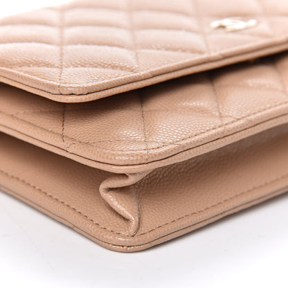 Chanel Caviar Quilted Wallet On Chain WOC Beige 10 of 14