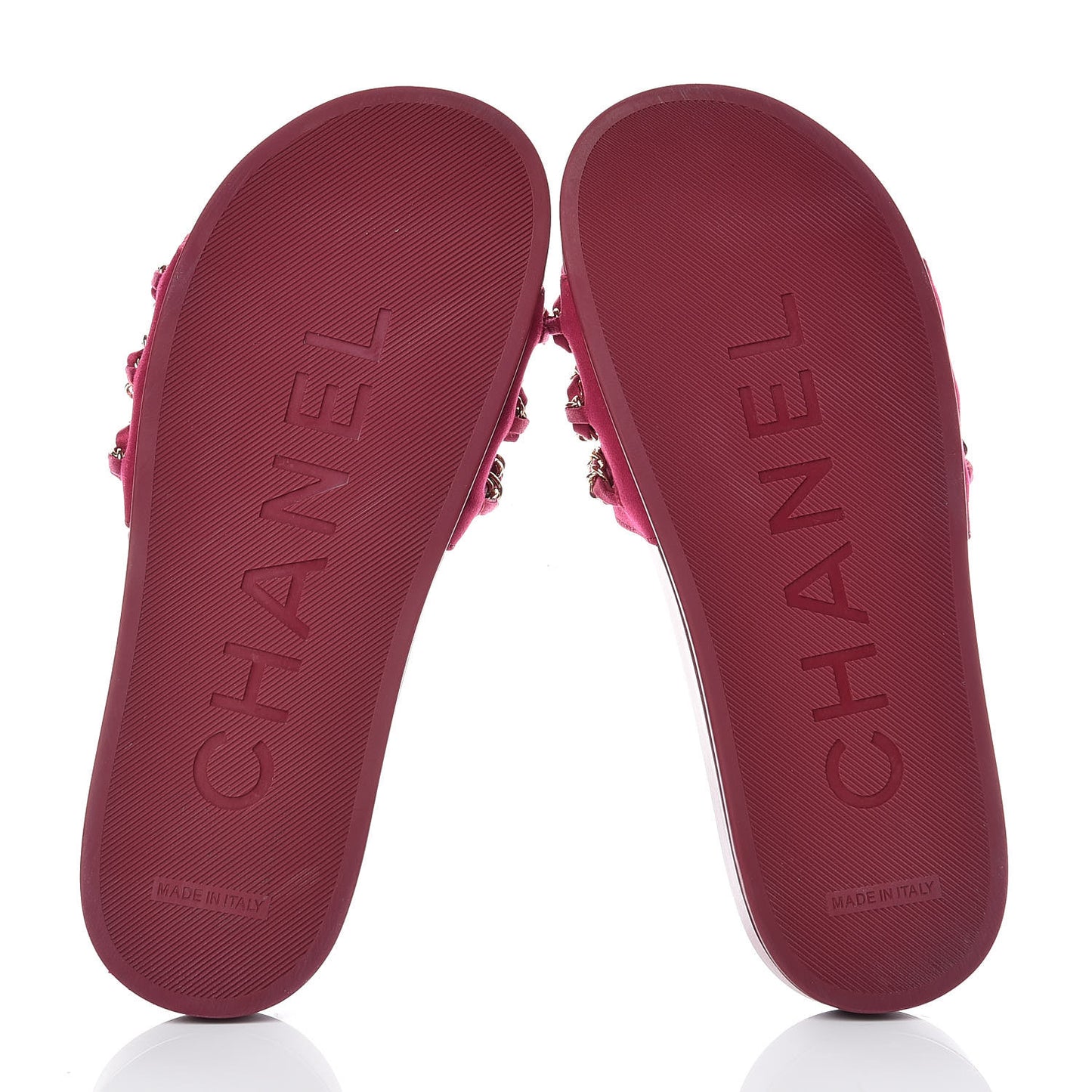 Satin Chain Flat Sandals 37 Dark Fuchsia