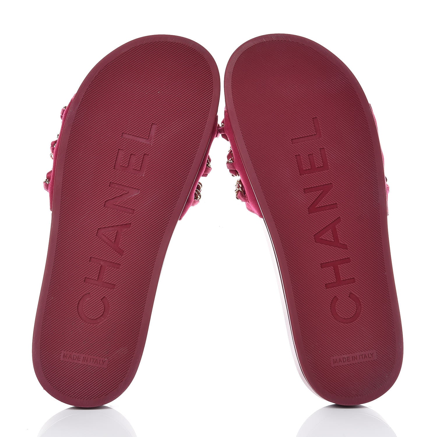Chanel Satin Chain Flat Sandals 37 Dark Fuchsia 7 of 10
