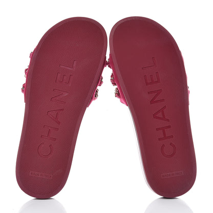 Chanel Satin Chain Flat Sandals 37 Dark Fuchsia 7 of 10