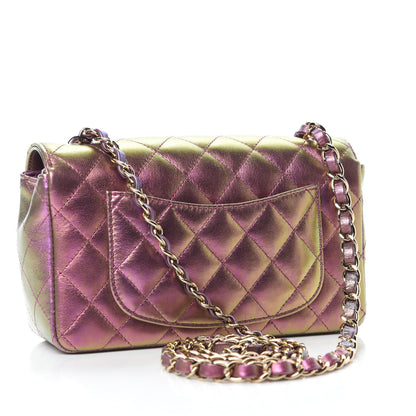 Chanel Iridescent Lambskin Quilted Mini Rectangular Flap Purple 3 of 11