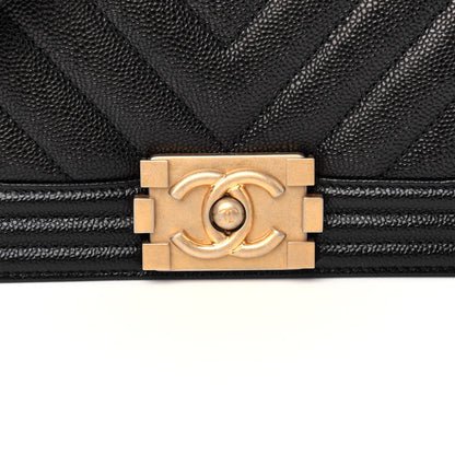 Chanel Caviar Chevron Quilted Small Boy Flap Black 10 of 11