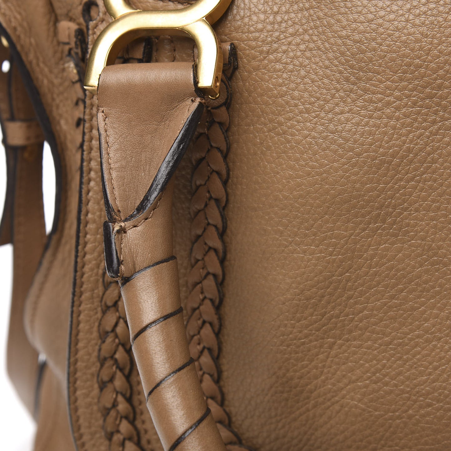 Calfskin Braided Large Marcie Satchel Nut