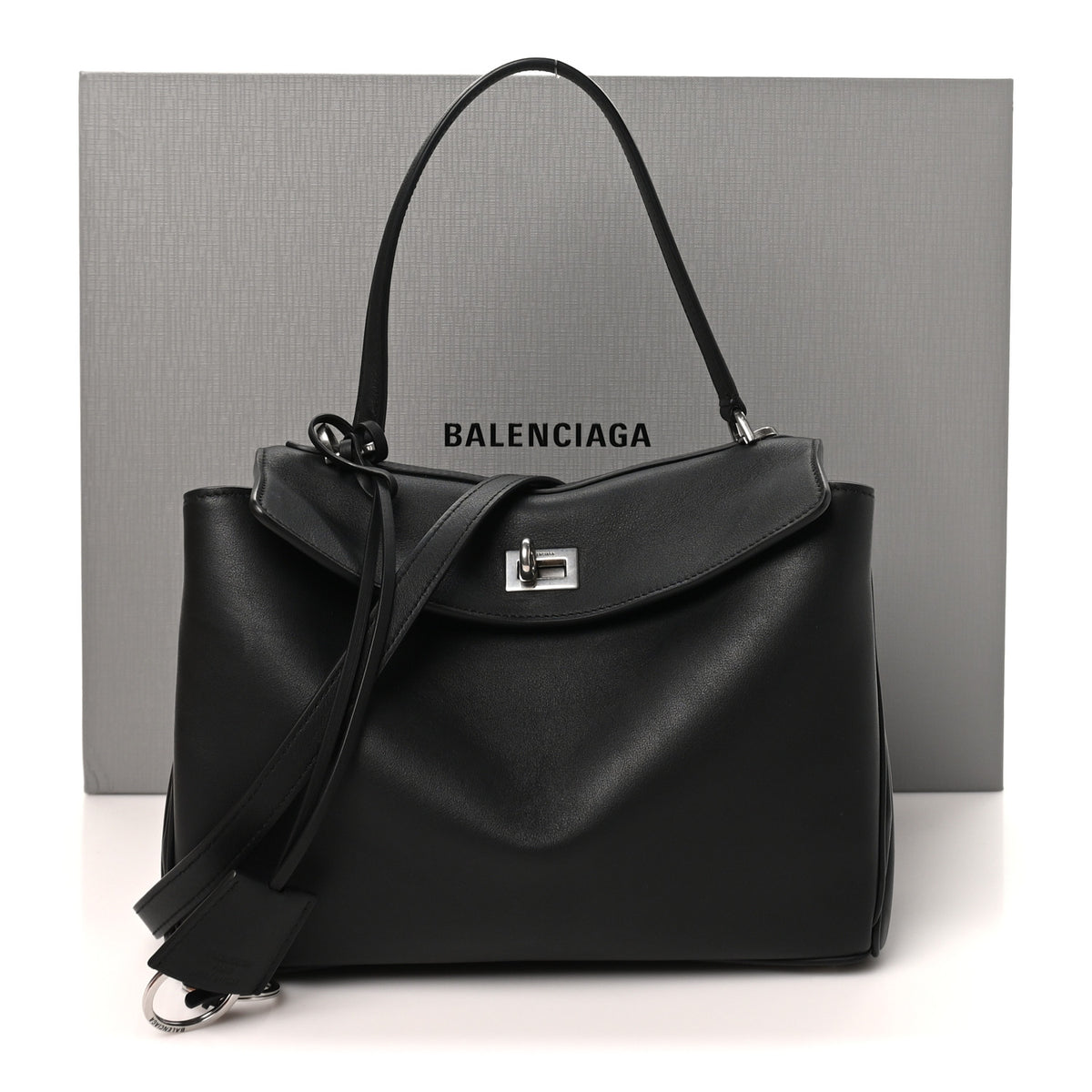 Balenciaga Natural Smooth Calfskin Small Rodeo Top Handle Handbag Black 10 of 10