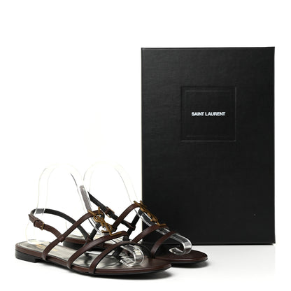 Saint Laurent Calfskin Cassandra Monogram Sandals 41 Moro 21 of 21
