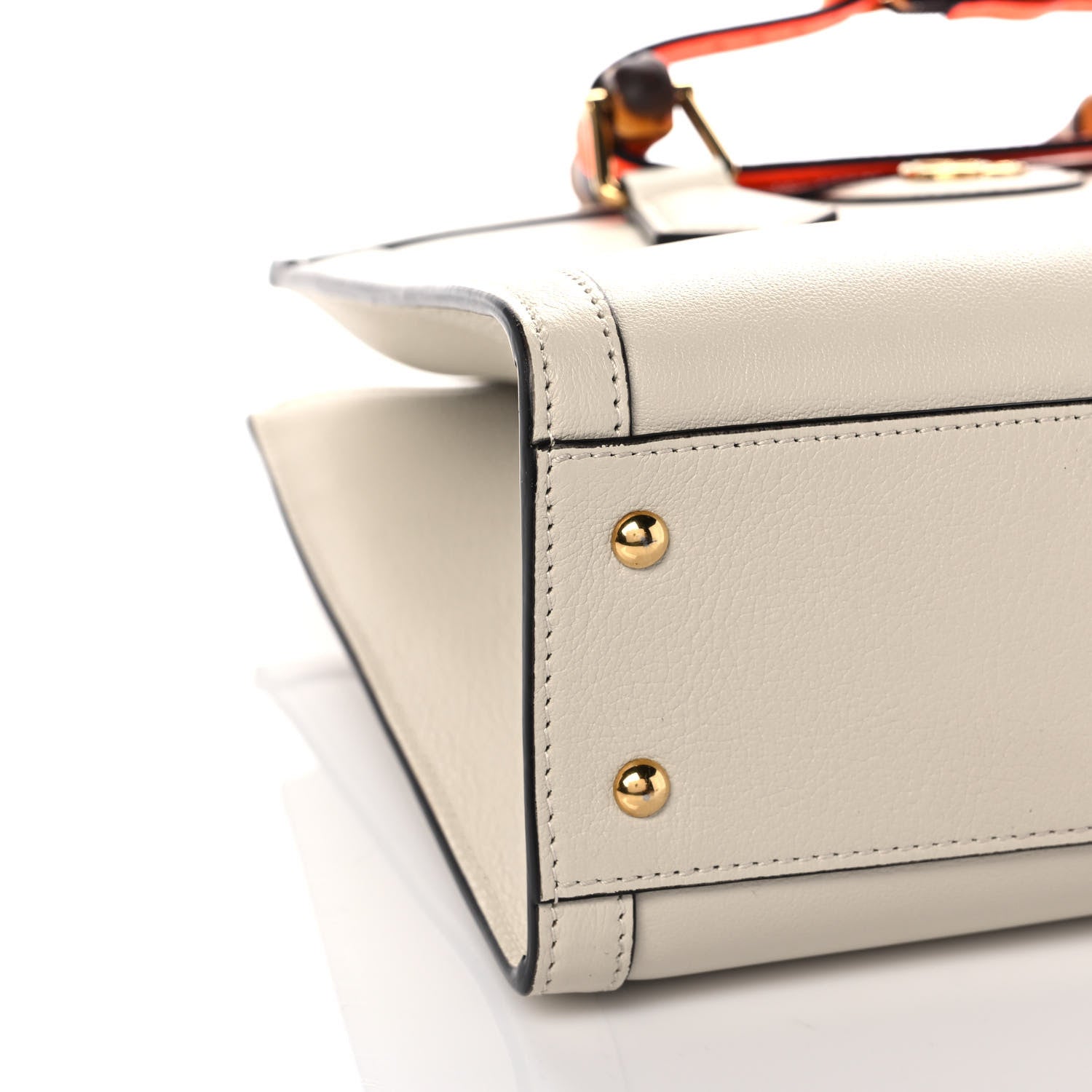 Gucci Wonka Grain Calfskin Small Diana Tote Bag Mystic White Orange Fluo 10 of 13
