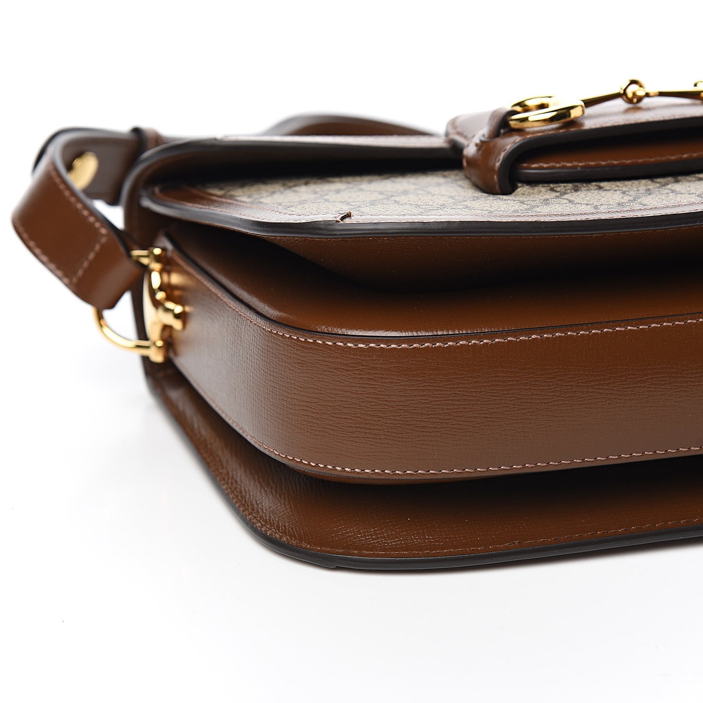 GG Supreme Monogram Horsebit 1955 Shoulder Bag Beige Brown Sugar