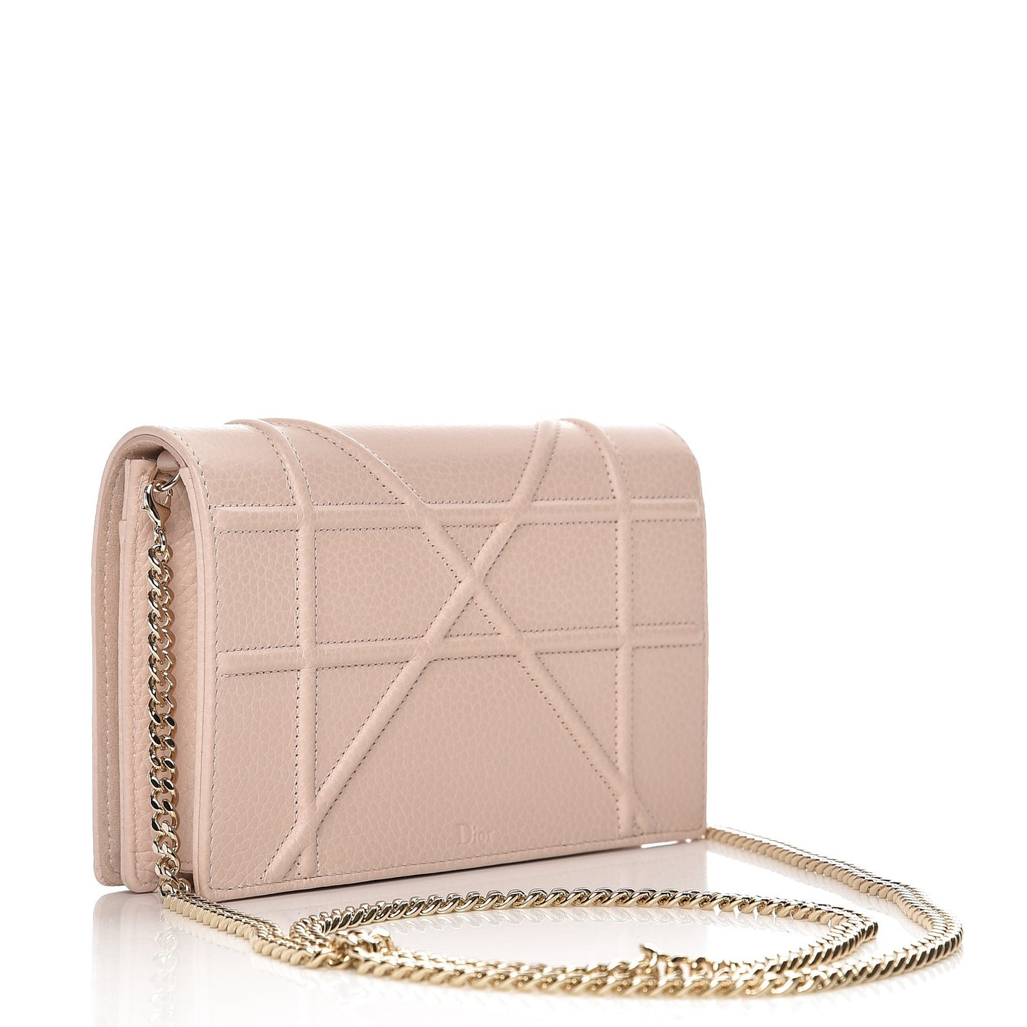 Grained Calfskin Diorama Wallet on Chain Pouch Rose Poudre