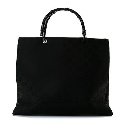Gucci Nylon Monogram Bamboo Handle Bag Black 1 of 11