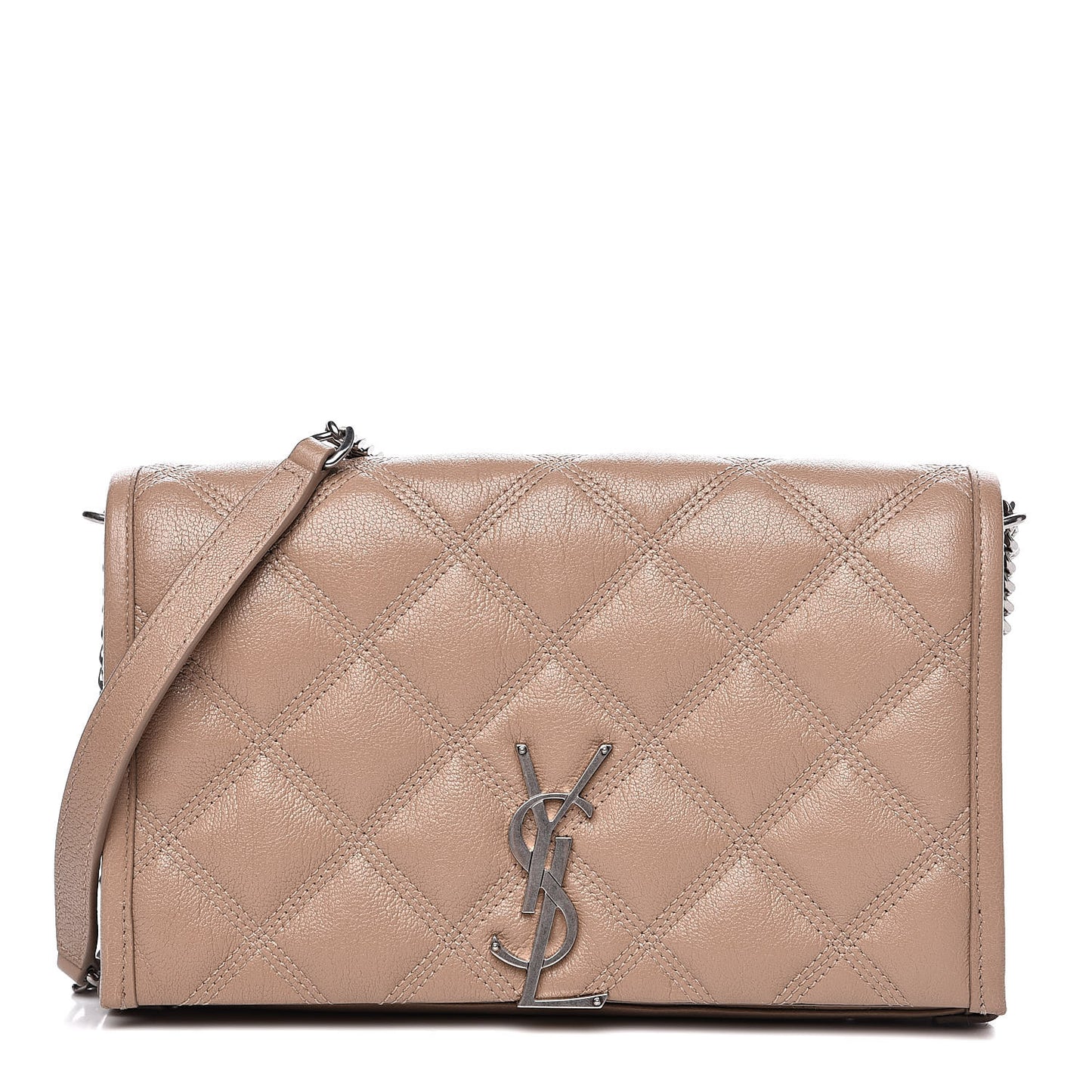Lambskin Diamond Quilted Becky Chain Wallet Gold Sand