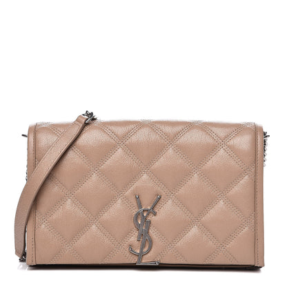 Saint Laurent Lambskin Diamond Quilted Becky Chain Wallet Gold Sand 1 of 11