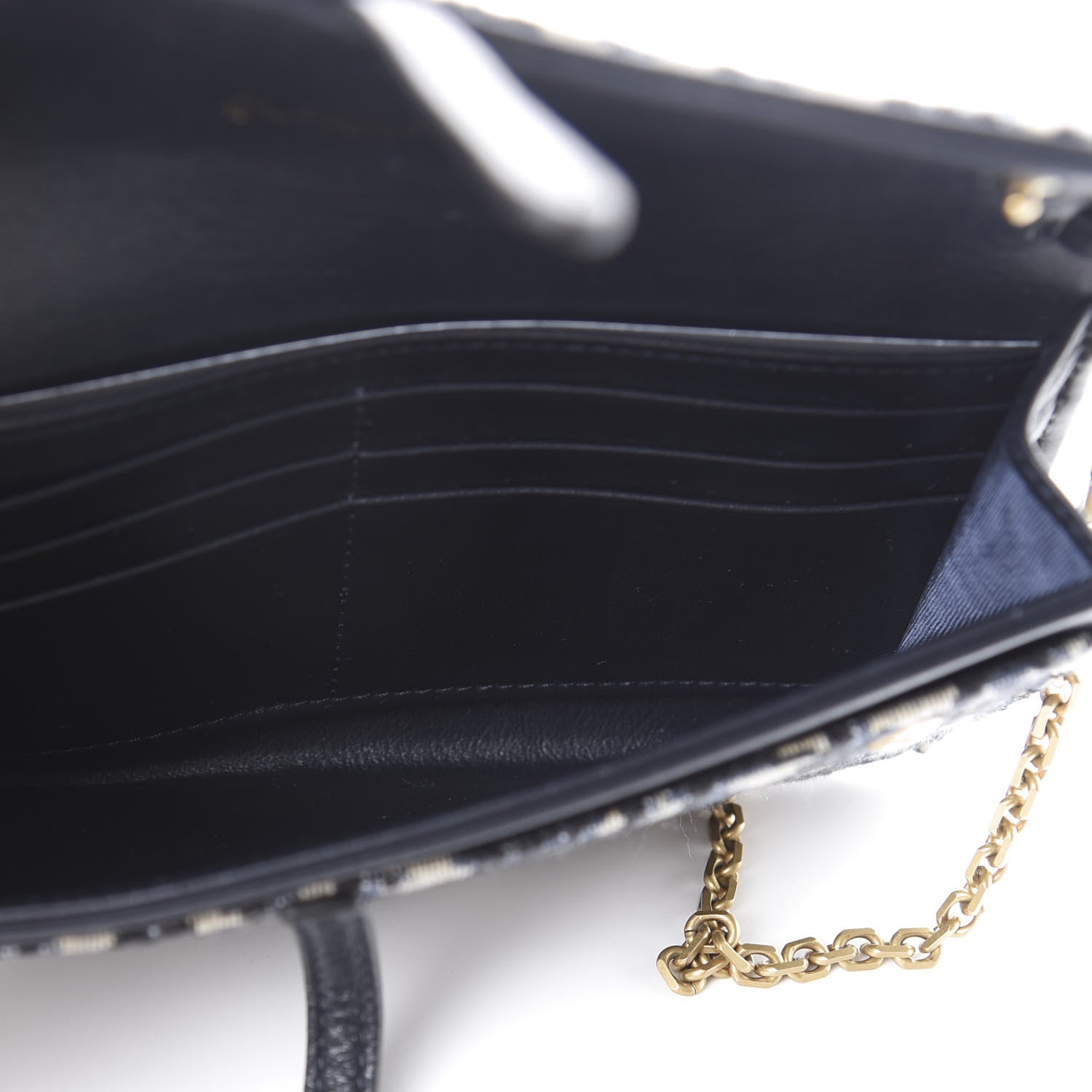 Christian Dior Oblique Saddle Chain Long Wallet Blue 4 of 11