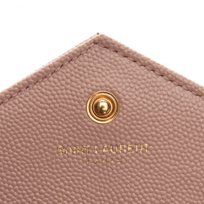 Saint Laurent Grain De Poudre Matelasse Chevron Monogram Chain Wallet Pale Pink 6 of 7