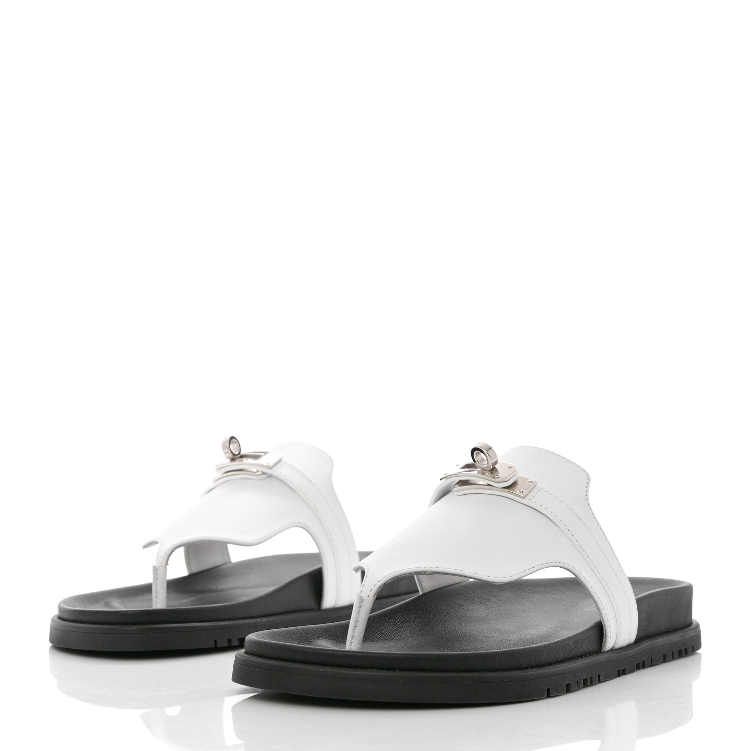 Hermes Calfskin Womens Empire Sandals 37 White 3 of 11