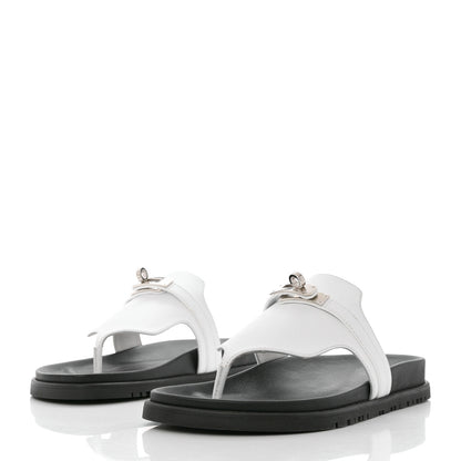 Hermes Calfskin Womens Empire Sandals 37 White 3 of 11