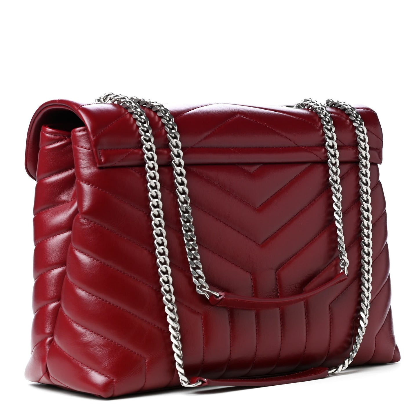 Calfskin Y Quilted Monogram Medium Loulou Chain Satchel Rouge Legion