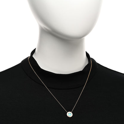 Tiffany 18K Rose Gold Diamond Turquoise Small T Circle Pendant Necklace 2 of 4