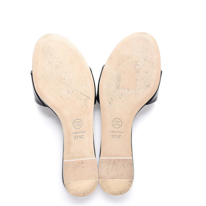 Chanel Patent Calfskin CC Slip On Mules 37.5 Black 7 of 11