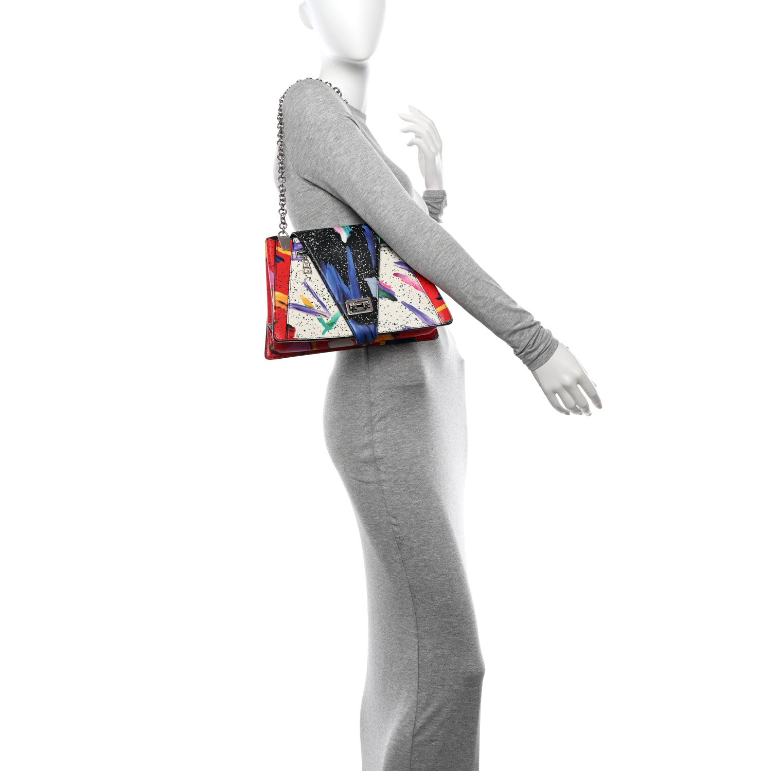 Louis Vuitton Calfskin Splash Print Trapeze Black White Red 2 of 10