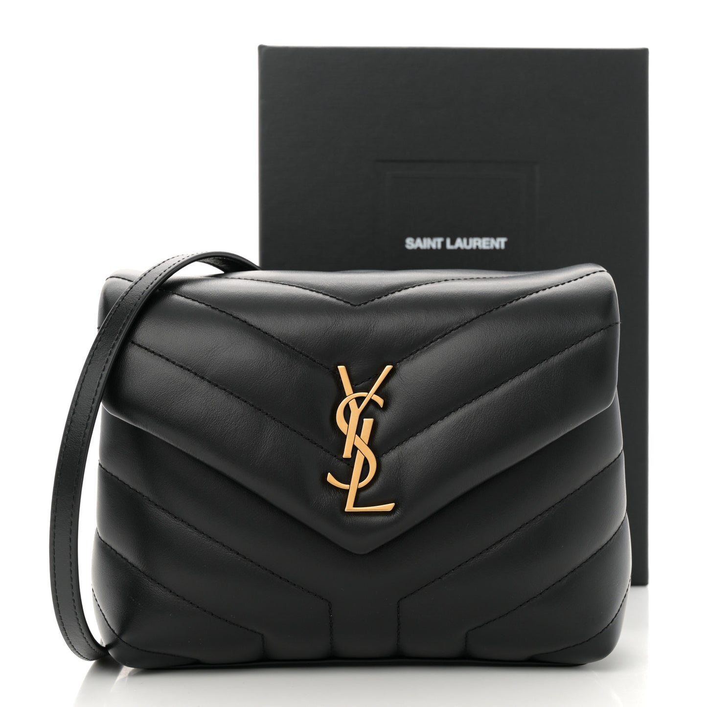 Calfskin Y Quilted Monogram Toy Loulou Crossbody Bag Black