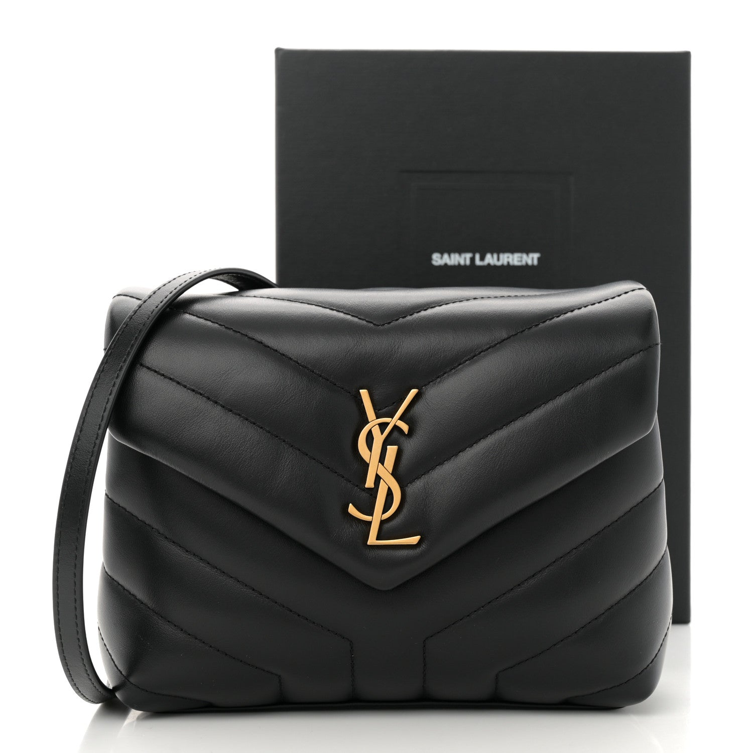 Saint Laurent Calfskin Y Quilted Monogram Toy Loulou Crossbody Bag Black 11 of 11