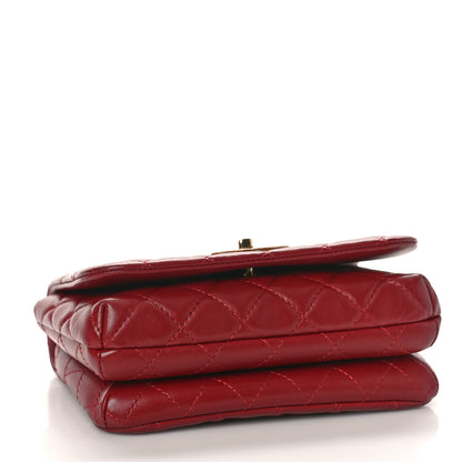 Chanel Lambskin Quilted Wood Mini Coco Handle Flap Red 4 of 9