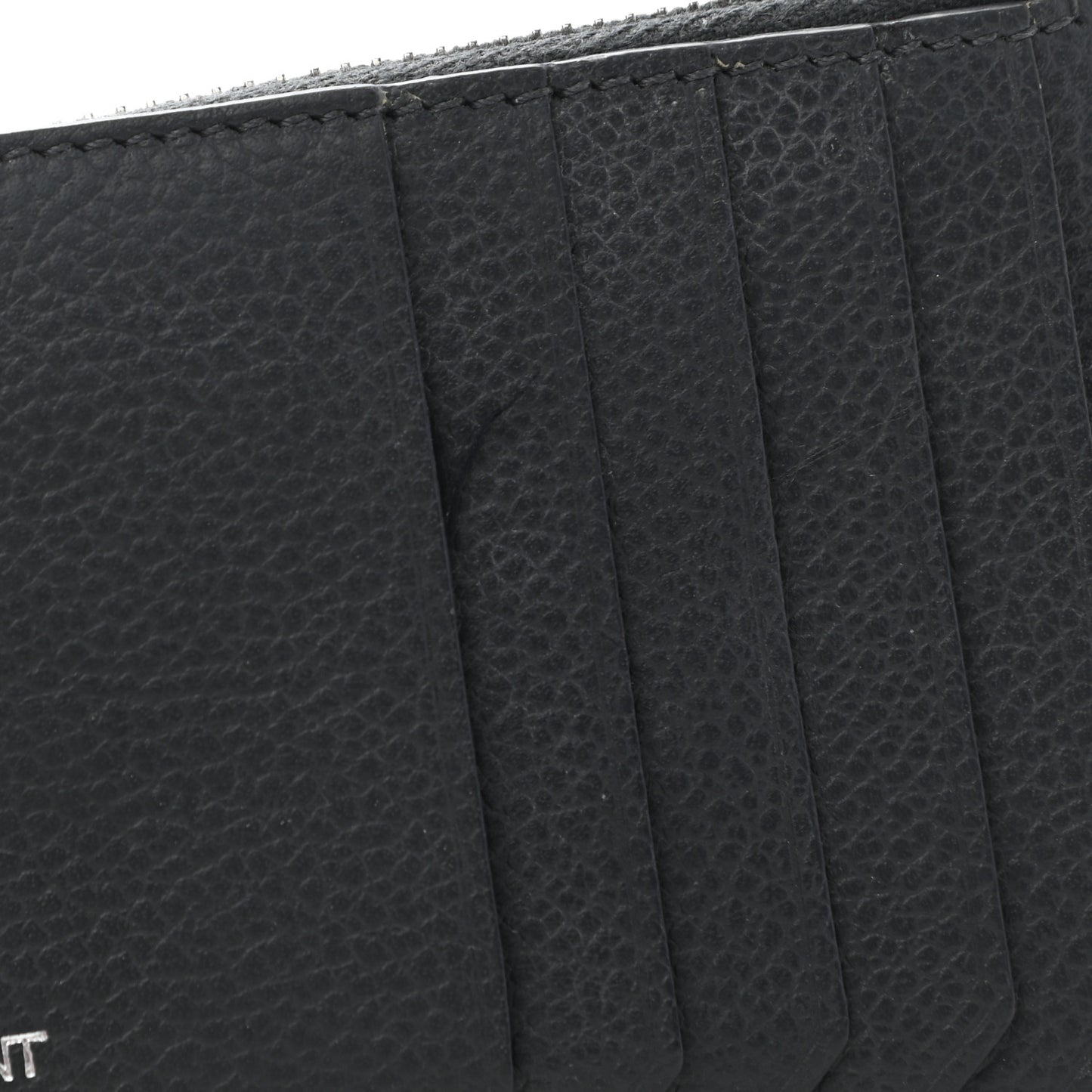 Grained Calfskin 5 Fragments Zip Pouch Card Holder Dark Smog