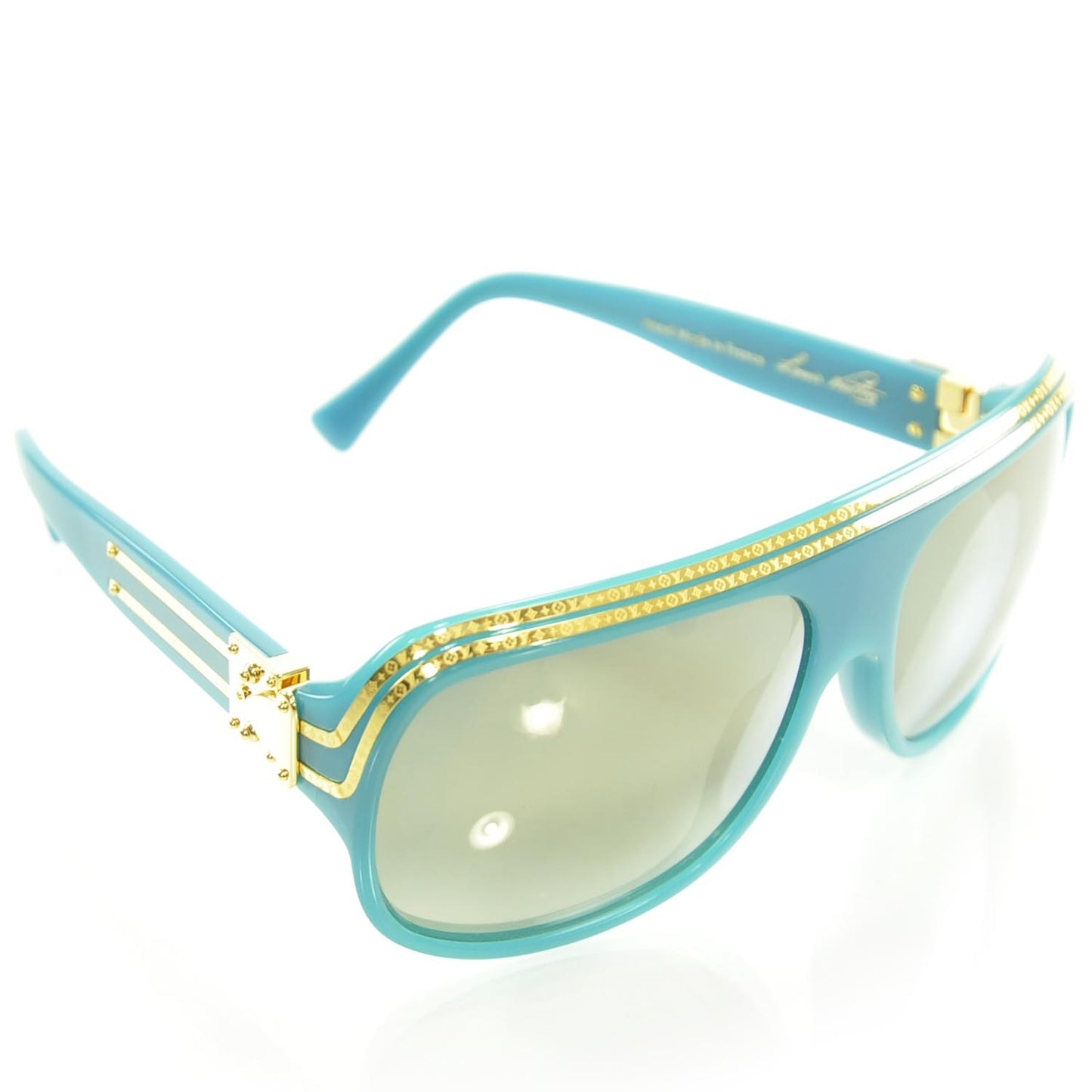 Millionaire Sunglasses Turquoise w Gold Plated Lenses