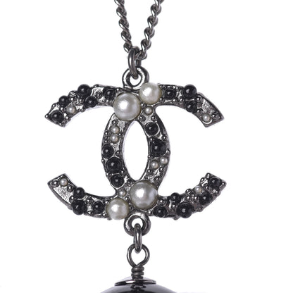 Chanel Ruthenium Pearl Bead CC Necklace Black 4 of 7