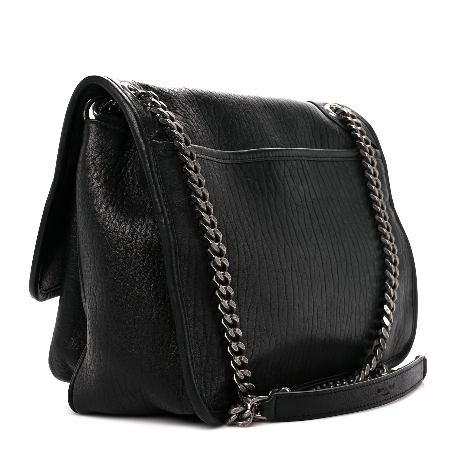 Grained Lambskin Monogram Medium Niki Chain Satchel Black